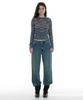 PARTIMENTO WOMEN Sheer Wide Rib Knit Crew Neck_Mix Navy