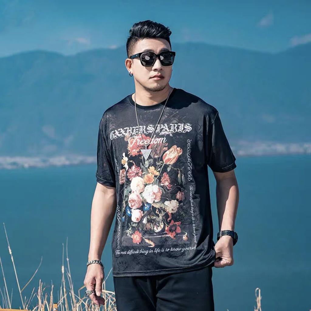 Stretch Fit Anti-wrinkle Loose Men's Short-sleeved Ice Cool Feeling Fashion Short-sleeved Top Cotton Comfortable Lightweight T-shirt