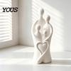 Abstract Family Sculpture 3D Printed of Four Statue, Minimalist with Heart Soft Texture Desk Design, Desktop Ornaments for Home Living Room