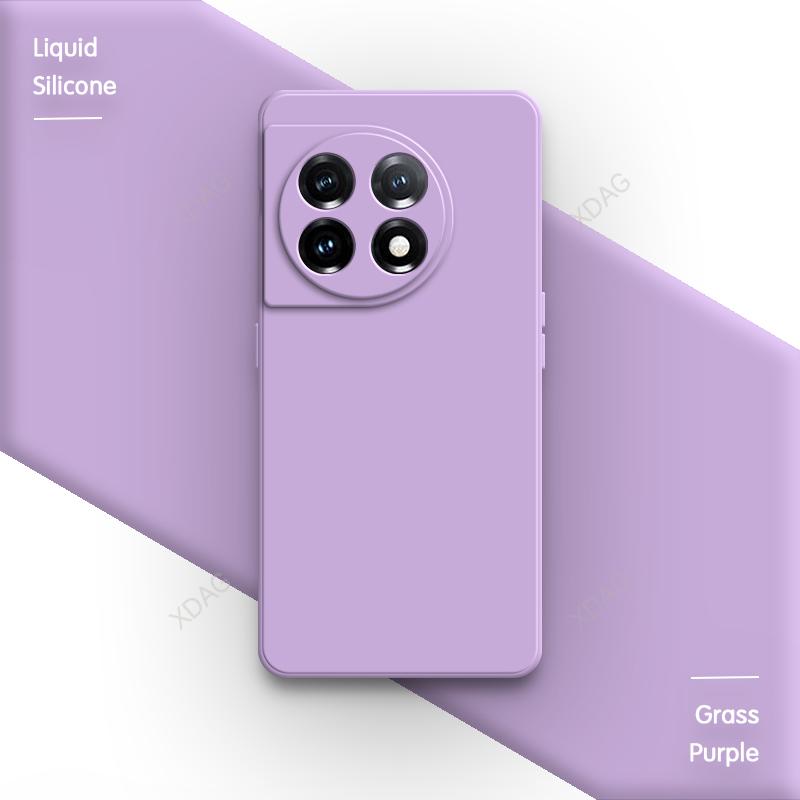 Candy Color Phone Case for OnePlus 11 11R 5G Soft Square Liquid Silicone Straight Edge Internal Flocking High Qualtiy Back Cover