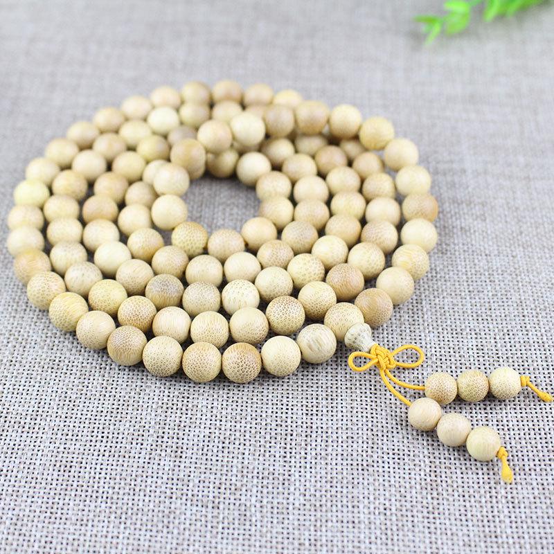 Gold Bamboo Bracelet with 108 Beads, Fish Roe Snake Pattern, 6/8/10mm Prayer Beads for Men and Women, Wooden Accessories.