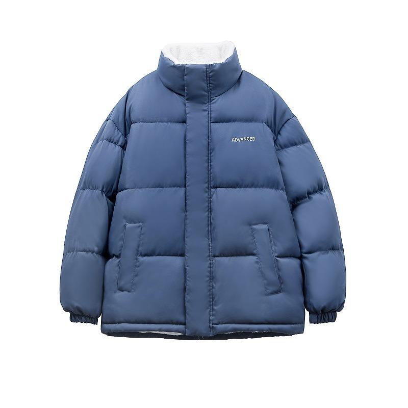 Down cotton-padded clothes for men and women short models, new velvet thickened stand-up collar bread clothes, warm casual cotton-padded jackets