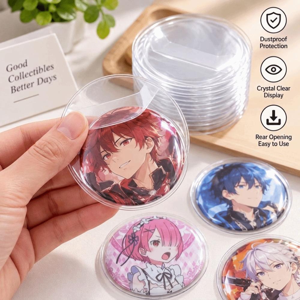 10pcs/Set CPP Badge Protective Sleeves Round 63/83mm Badge Protector Case For 58/75mm Badge Storage