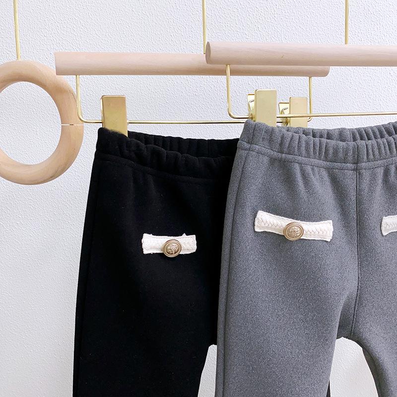 New Style Fleece-Lined Winter Leggings for Girls - Warm, Casual Long Pants WE576
