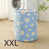 Light Blue Foldable Fabric Laundry Basket with Daisy Floral Design