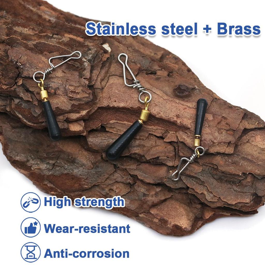 Fishing Swivel Float Connector Set: Italian Pin, Rubber Float Seat, and Copper Head Swivel Socket.