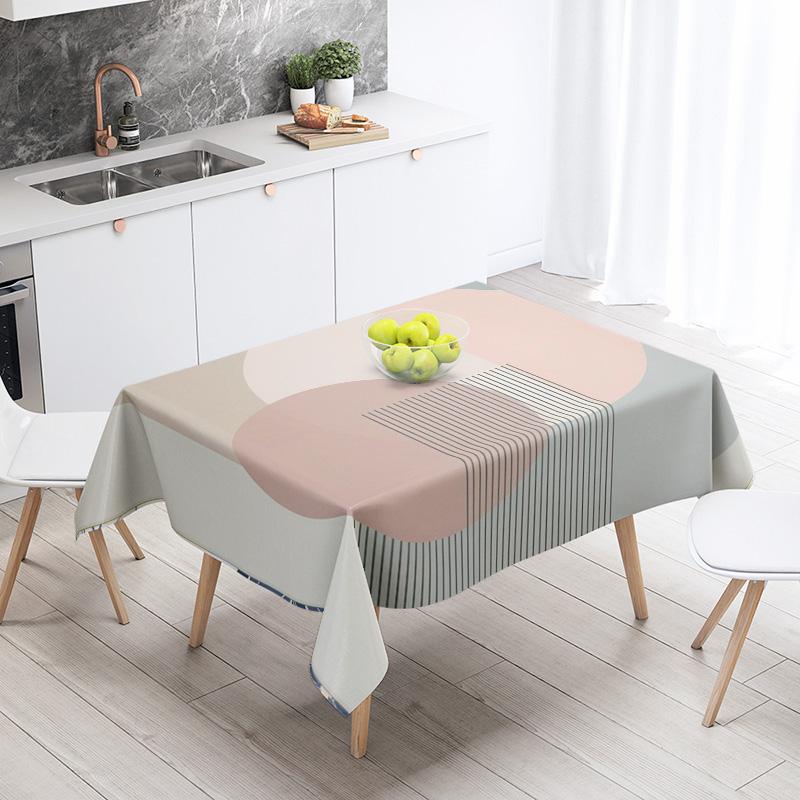 Nordic Minimalist Geometric Tablecloth 140X200Cm Machine Washable Ins Style Dining Tablecloth Household Living Room Decorative