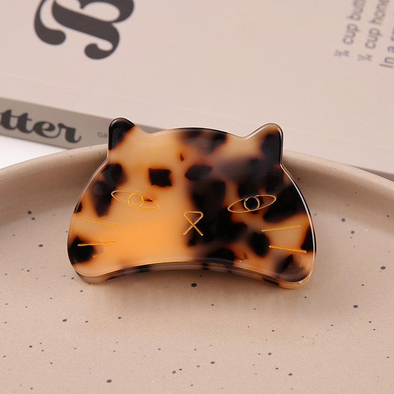 1Pcs Cute Sweet Hair Scratch Elegant Acetate Cat Grab Clip Metal Tooth Hairpin Ladies Back Of The Head Disc Hair Gripper