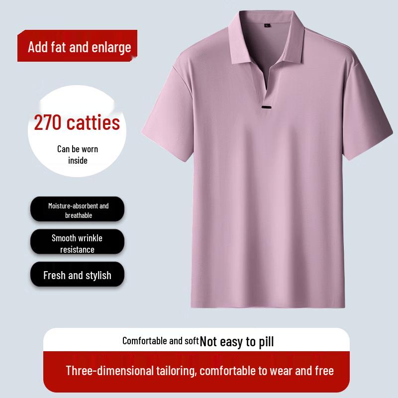 Polo Manches Courtes Dibenze pour Homme Grande Taille en Soie Glacée