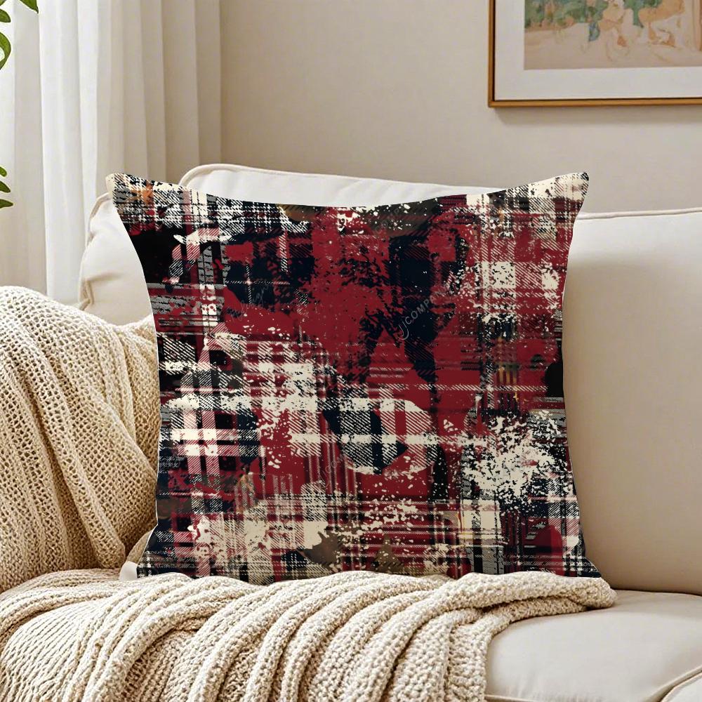Plaid Leopard Print Textures Pillow Cushion Cover Linen Pillowcase Soft For Sofa Bed Home Room Decor