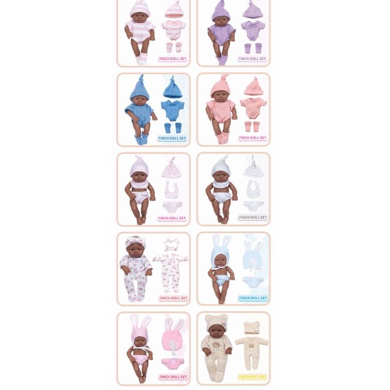 7Inch Vinyls Reborns Doll Life Like Reborns African Baby Dolls For Child Soothing And RolePlaying Education Toy