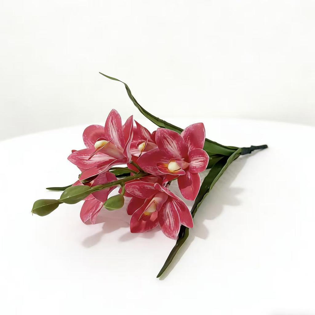 Artificial Cymbidium Faberi Rolfe Flower Home Decor Wedding Arrangement With Plastic Material For Event Use