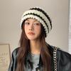 Wool Textured Knitting Beanie Women Cap Ear Protection Loose Fit Seasons Cold