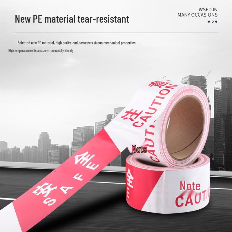 Red & White Pearlescent Safety Warning Tape - Disposable Cordon for Construction Site Isolation