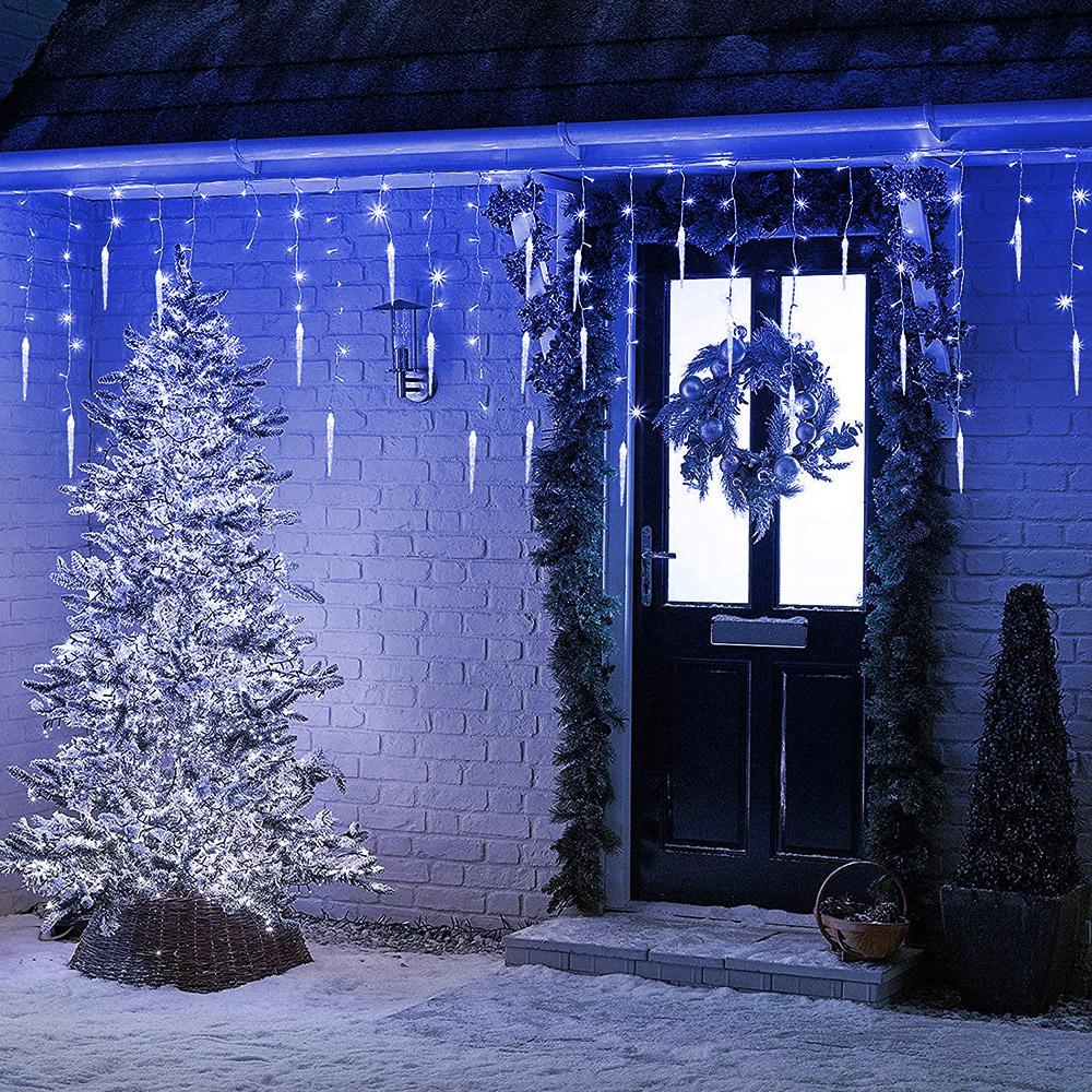 IP44 LED Ice Pendant LED Icicle Memory Curtain String lights 8 Modes Flashing Lights with Timer Christmas String Outdoor Light