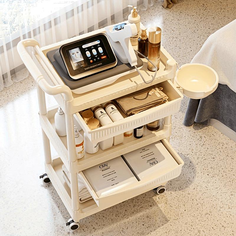 Versatile Spa & Salon Rolling Cart - Bubble Design, No-Battery Needed, Durable Plastic Storage Trolley for Beauty Equipment