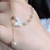 Natural pearl collarbone chain, silver silk shell camellia butterfly sliding necklace
