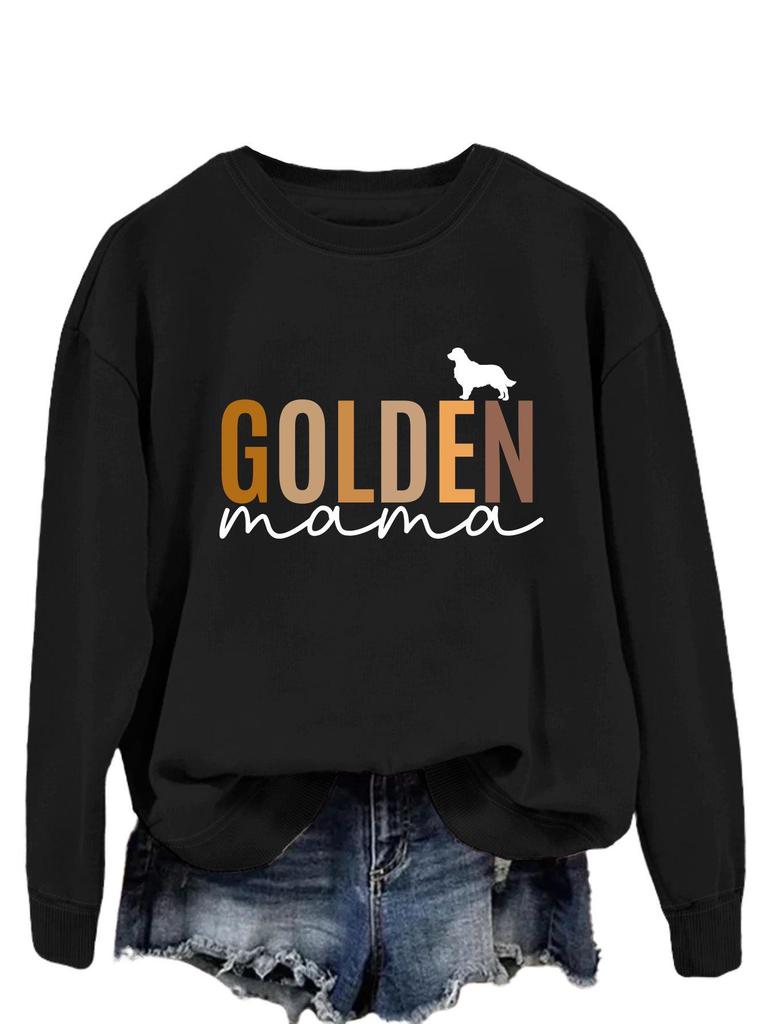 GOLDEN Mama European & American Women's Long-Sleeve T-shirt Pullover Sweatshirt for Spring & Autumn