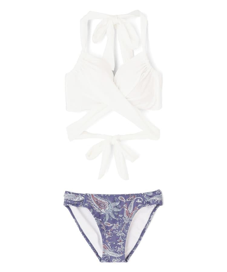 

Комплект бикини для купальника Использует стандартный продукт Wacoal, подходящий для большой груди чашки GHI Купальник с перекрестной проволокой Белый [San-ai Paradise] чашка, [Glamourous белый