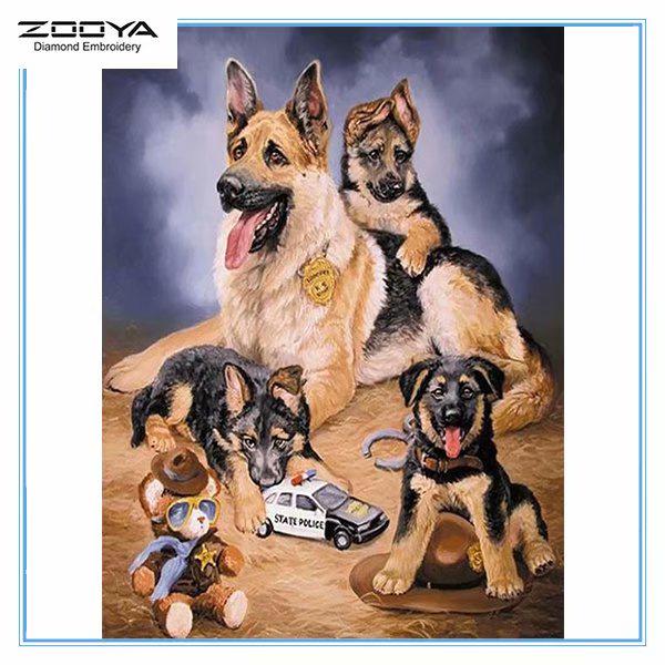 

ZOOYA DIY 3D Алмазная вышивка Крестом Ремесло Стежок Домашний декор Собака Семья