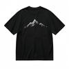 Men's Trend Classic T-Shirt Grey-White Peak Line Art Design Tee Black Cotton