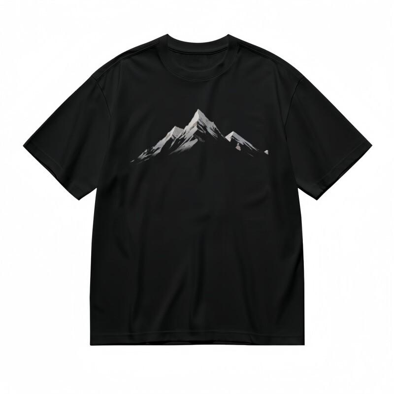 

Men s Trend Classic T-Shirt Grey-White Peak Line Art Design Tee Black Cotton L