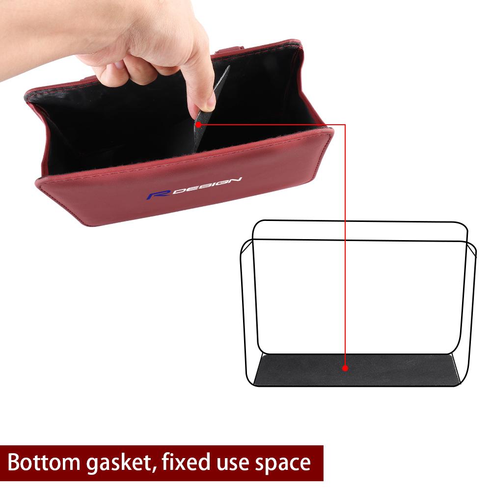 Car Door Storage Box Leather Auto Emblem Seat Back Trash Can For Volvo Rdesign XC60 V40 S60 V50 V60 C30 S40 XC40 S80 Accessories