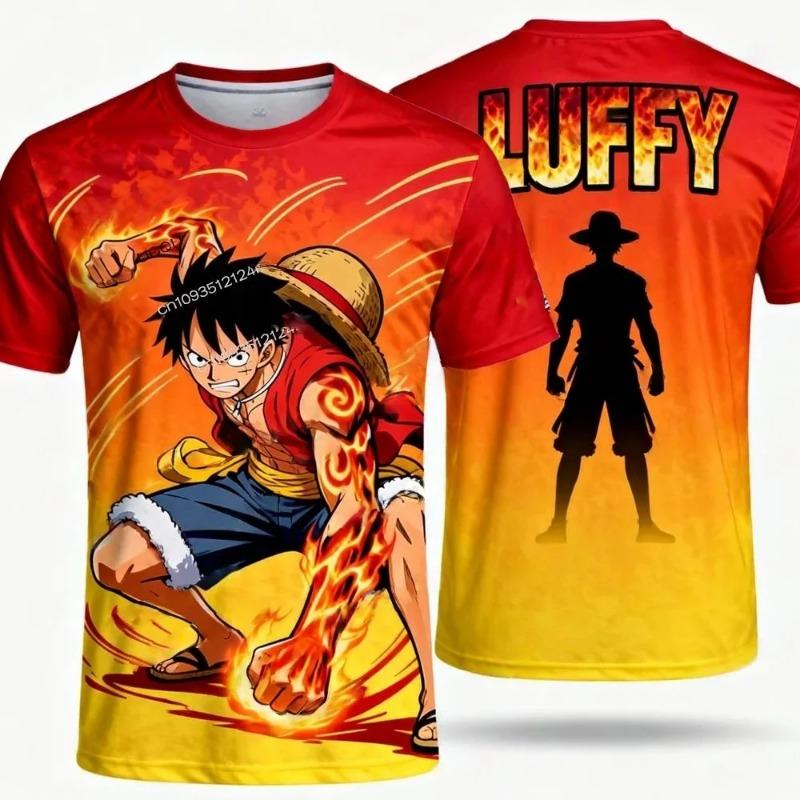 Hot Selling 3D Luffy Printed Sports Short Sleeve Cool Anime One Piece Graphic T-shirt Breathable Quick Drying Children Tshirt