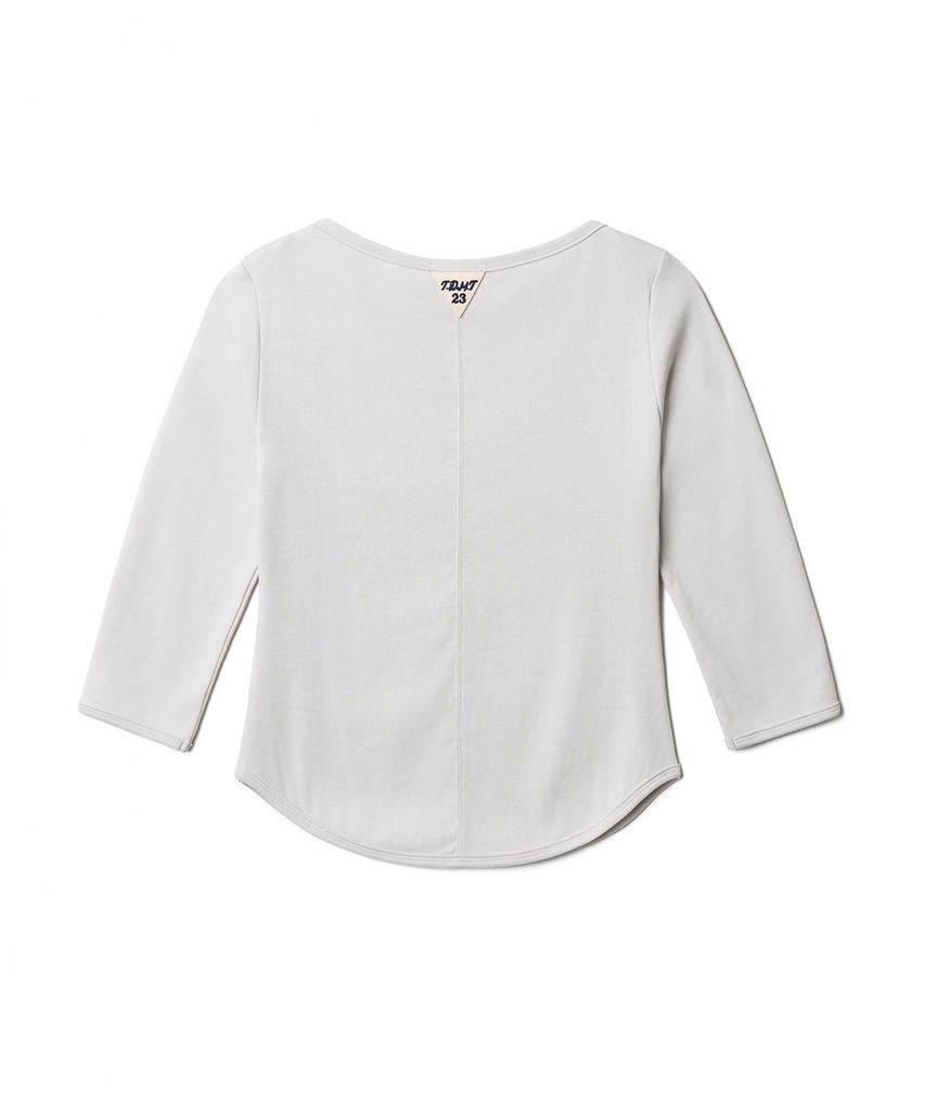 TTUDEMENT 50S Embroidered 3/4 Sleeve T-Shirt_Light Gray