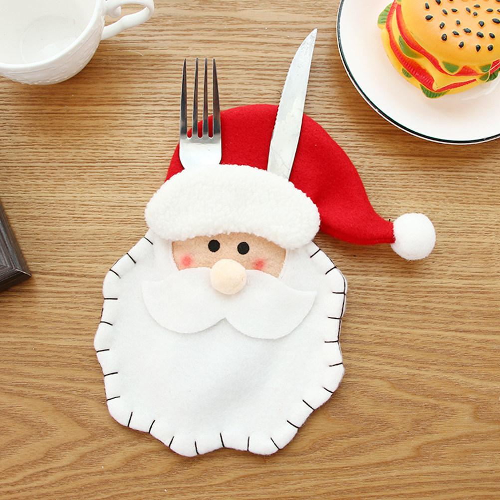 

3Pcs Christmas Santa Tableware Covers Adorable Cloth Cutlery Bag Party Decor Holiday Dinner Table Decoration Gift Favor other