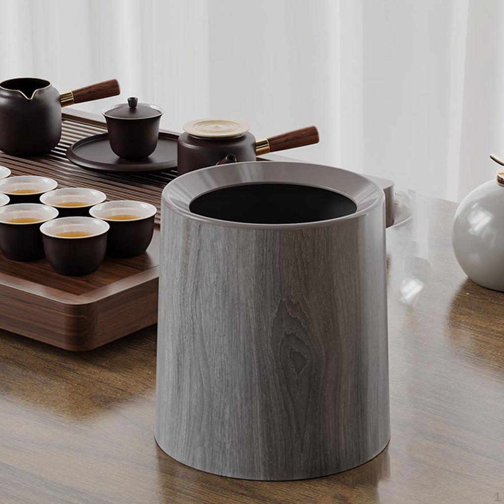 Trash Can with Wood Grain, Waste Basket, Room Aesthetically Stylish, Garbage Container Without Lid,