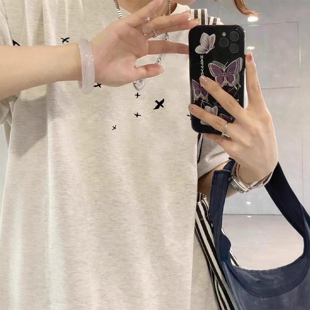 Women's 2025 Retro American Cotton Loose Fit T-Shirt, Large Size, Short-Sleeved, Summer Design