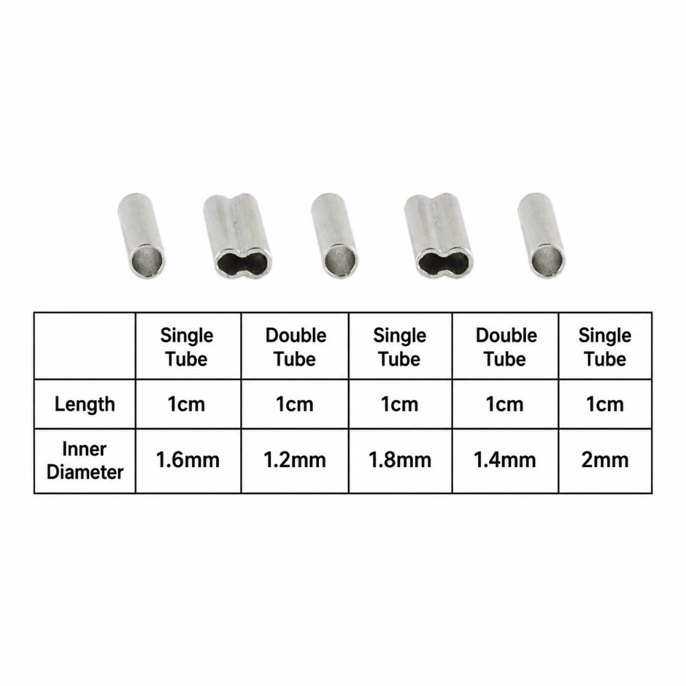 500PCS Length 1cm Fishing Line Connectors Copper Fishing Crimp Sleeve Kit  for Fishing Line