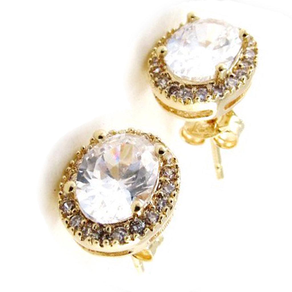 Les Trésors De Lily [J0357] - Gold Plated Earrings 'Sissi' White Gold - 10x8 Mm