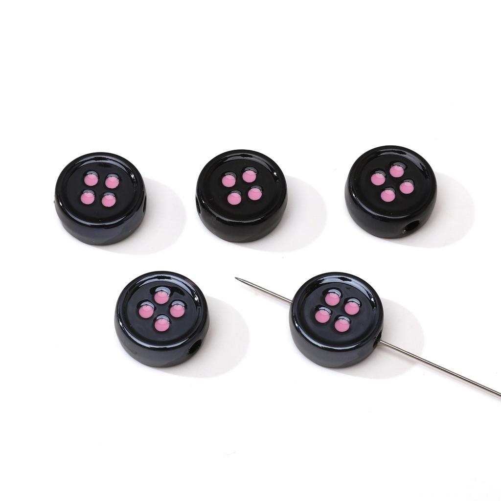 Acrylic Dopamine Oil Droplets Flower Button Beads for DIY Jewelry 1 Set