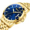 Watch Men Stainless Steel Calendar Gold 3ATM Water Resistant Luminous Analog Display Simple Fashion Quartz Watch Men Fashion Accessory - Birthday