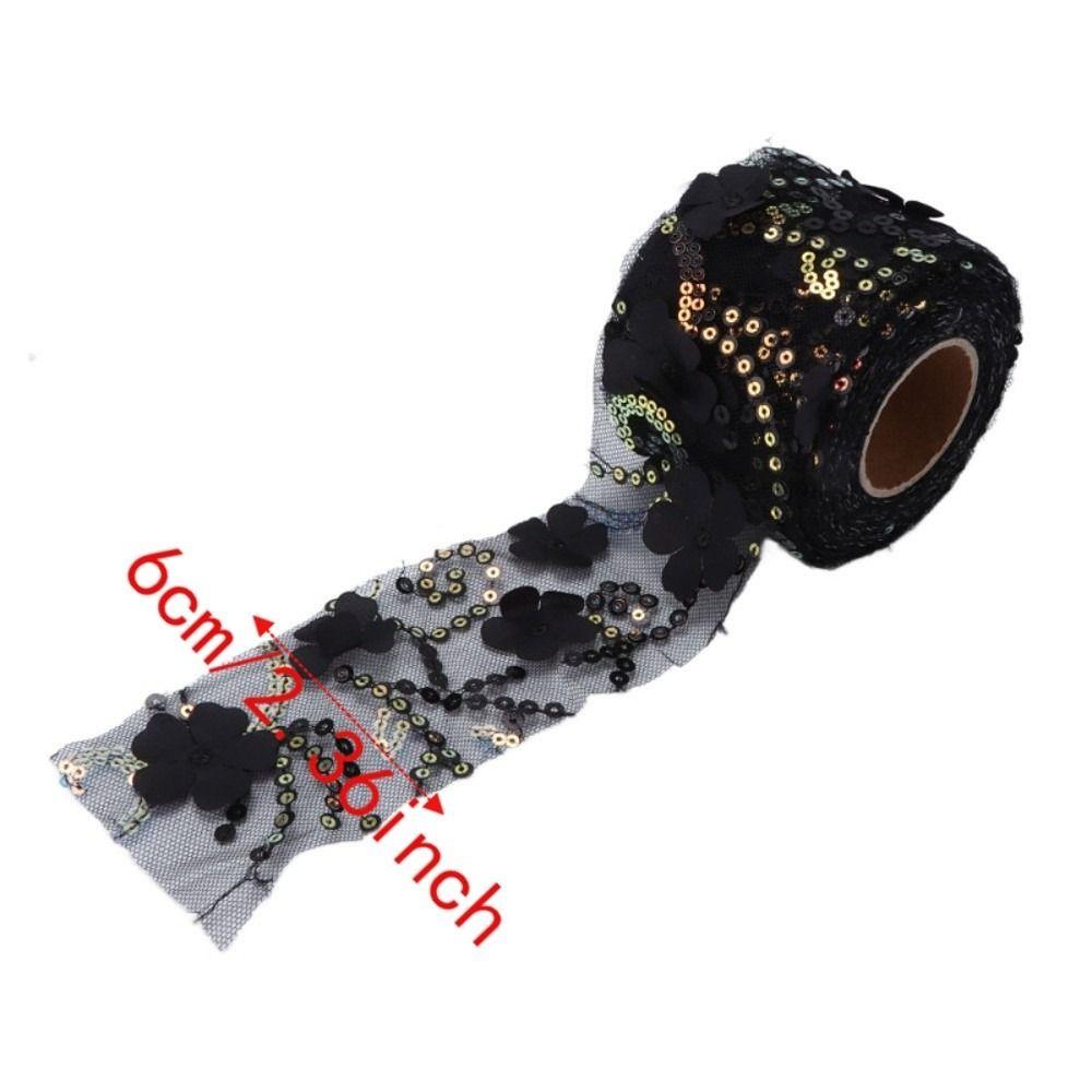 1pcs 10 Yards Length Sequined Tulle Roll Polyester Material Embroidered Sheer Ribbon For DIY Crafts