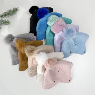 Unisex Codzienna Czapka z Polaru z Pomponem i Klapkami na Uszy