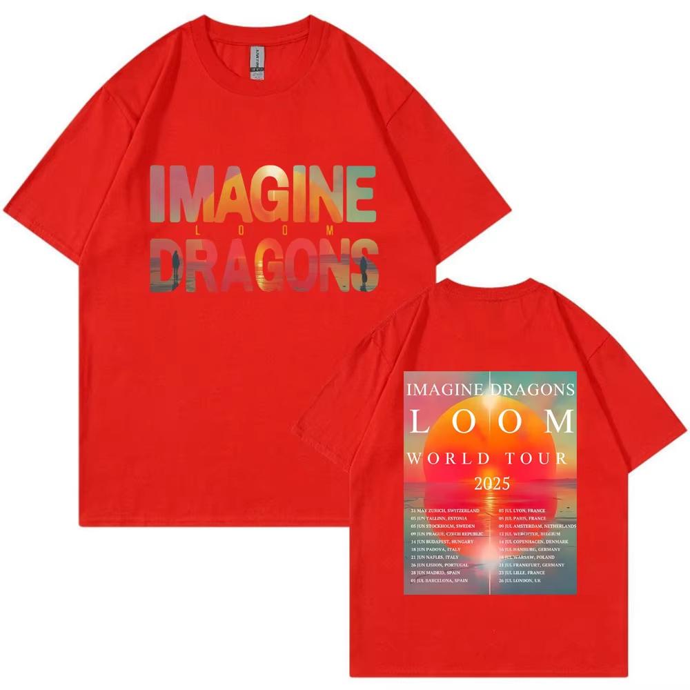 

Imagine Dragons Band Loom Tour 2025 Print TShirts Men Women Retro Trendy Hip Hop Short Sleeve Oversized Cotton Tshirt Streetwear 4XL