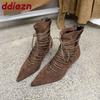 Fashion Fashion Lace Up Women Ankle Boots With Low Heel Shoes Pointed Toe Footwear Party Modern Ladies Short Boots Female Pumps
