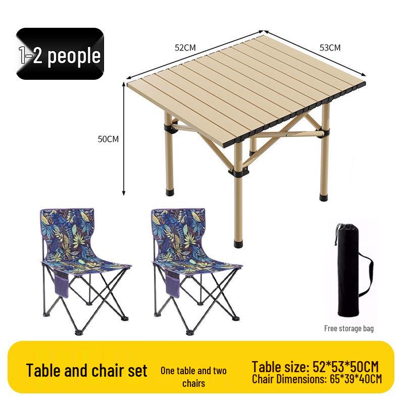 Outdoor Portable Folding Table & Chairs Set - Lightweight Roll-Up Table with Camping Seats