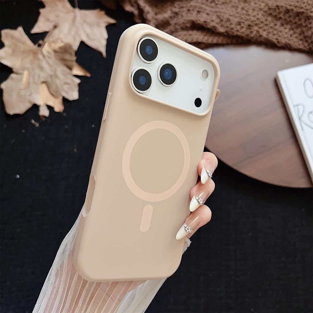 For iPhone 17 Pro Magnetic Case Silicone + PC Protective Phone Back Cover Compatible with MagSafe