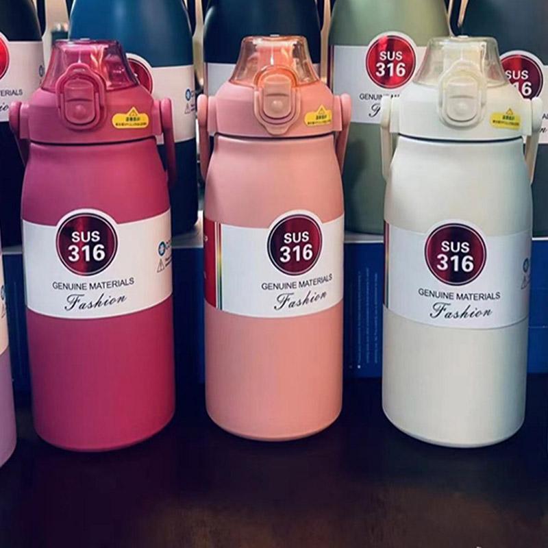 1.2L Thermos Bottle Large Capacity Thermal Thermo Water Bottle Stainless Steel Thermo Bottle Portable Thermal Mug Insulated Cup