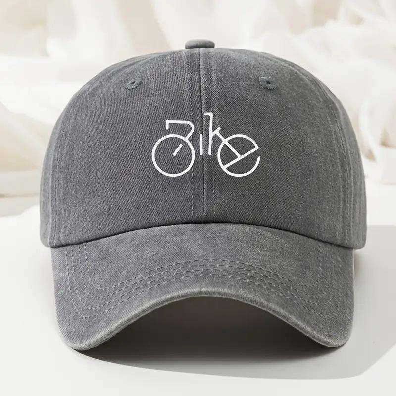 Bicycle Graphic Baseball Cap Vintage Washed Casual Polyester Adjustable Streetwear Hat Unisex
