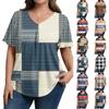 Women's Plus Size Fashionable Casual Loose-Fit Short Sleeve Elegant V Neck Blouse For Work
