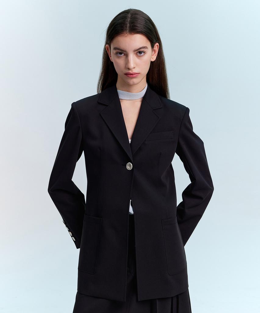 Heo One-Button Hourglass Blazer_Black