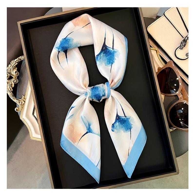 Women S Floral Print Square Scarf Spring Summer Decorative Neck Scarf Elegant Luxury Lightweight