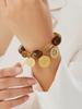 Retro High-End Color Block Resin Beaded Gold-Plated Enamel Oval Portrait Jewelry Set