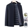 Men's Winter Wool Jacket with Stand Collar and Goose Down Liner - Stylish Dad Style Short Coat