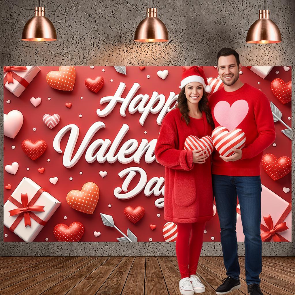 Romantic Backdrop Love-themed Valentine's Day Banner Valentine's Event Banner Polka Dot Design Love Celebration Background